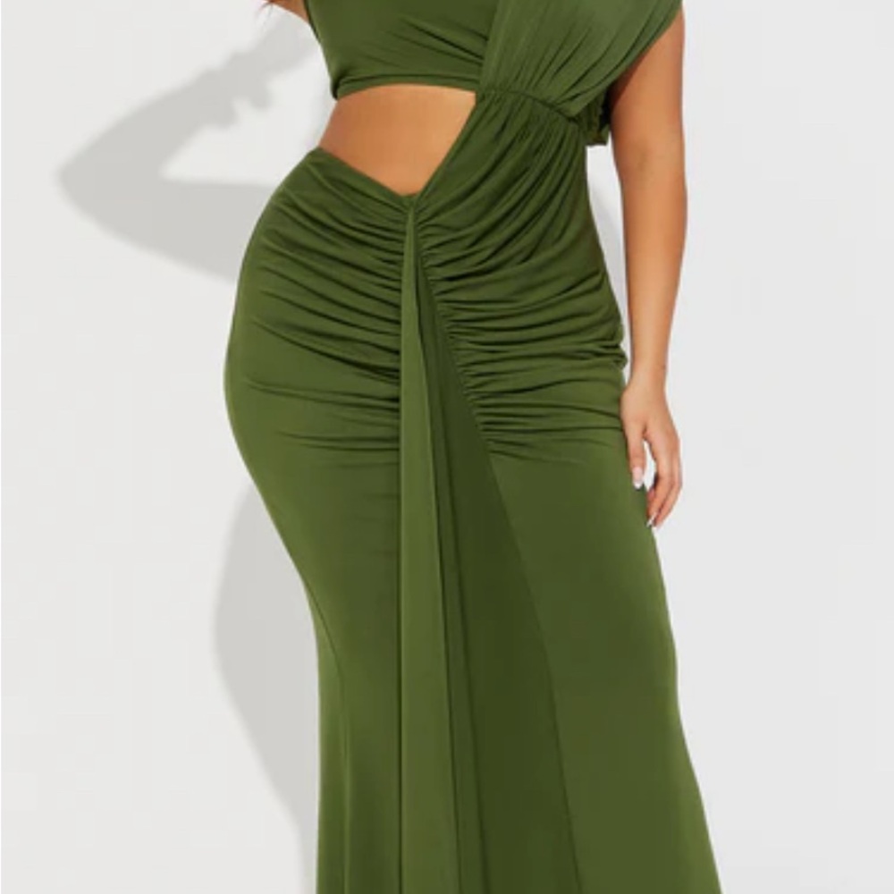 Elegant Olive Green Women's Dress